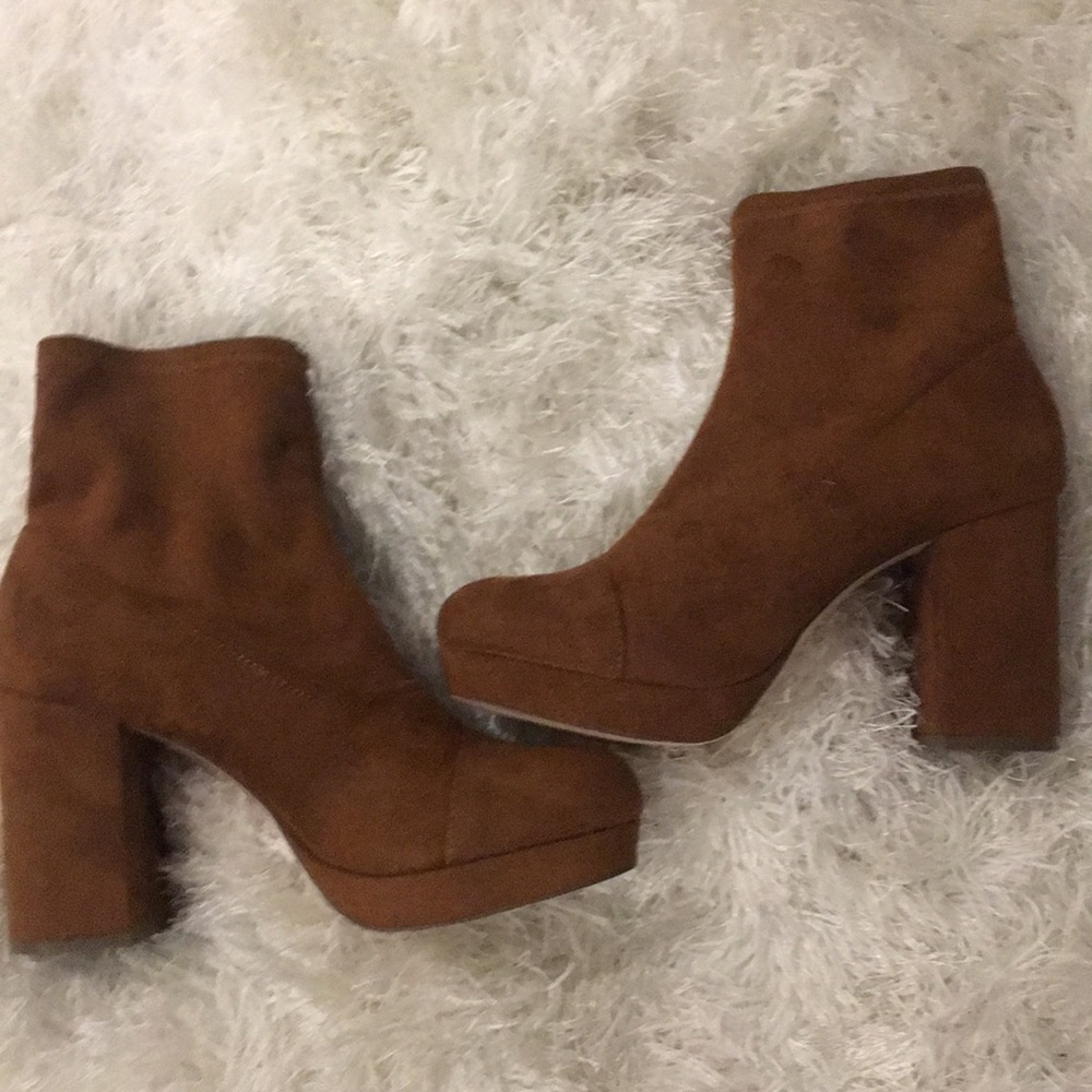 suede burnt orange brown booties